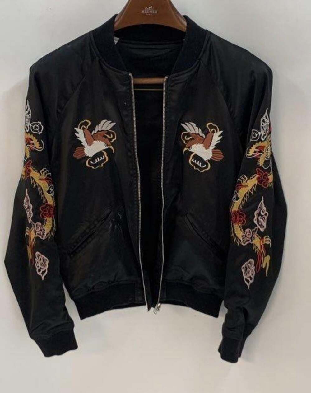 Embellish Embroidered Tiger Dragon Souvenir Bomber Jacket Size S